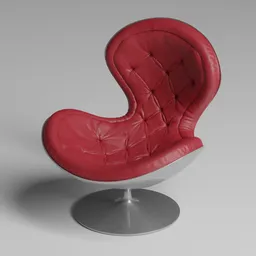 Detailed 3D rendering of a red, tufted armchair, compatible with Blender, showcasing modern design and comfort.