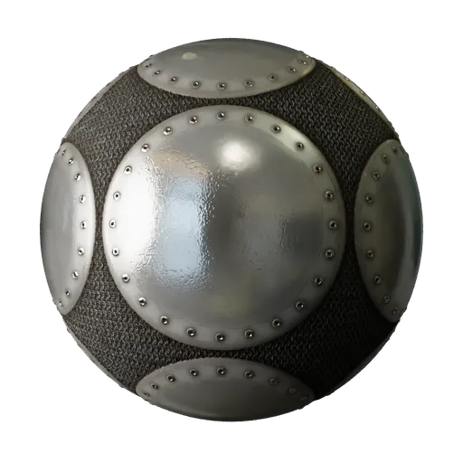 High-resolution PBR Chainmail and Armor texture for 3D modeling in Blender, featuring realistic rust and scratches.