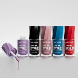 Nail enamel presentation on white bg