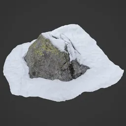 Detailed 3D model of a snow-capped rock for Blender, showcasing realistic texture ideal for virtual environments.