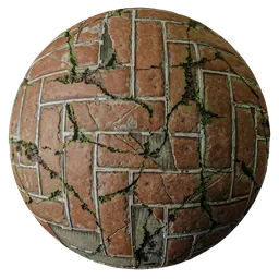 Bricks with damage and moss