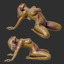 Expressive Female Statue Polished Amber