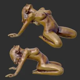 Expressive Female Statue Polished Amber