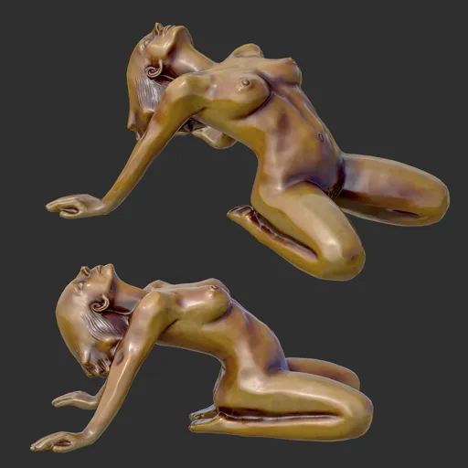 Expressive Female Statue Polished Amber