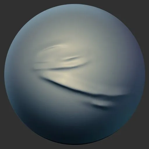 ER Fabric Brush 148 creating detailed wrinkles and folds on 3D model surface for Blender sculpting.