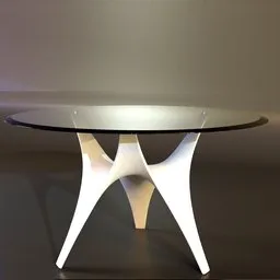 Highly detailed Blender 3D model of a modern ARC Flex Table with a glass top and molded cement-fiber base.