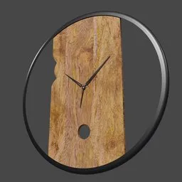 Realistic 3D model of a sleek wooden wall clock with a modern design, compatible with Blender rendering.