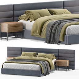 "RH Modena Fabric Horizontal Channel bed 3D model for Blender 3D. High customization and attention to detail with a sleek grey and dark theme. Bed dimensions 330 x 226 x 91 H in centimeters with a total of 331,441 polys."