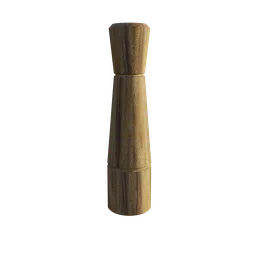 Realistic Blender 3D model of a wooden spice grinder with detailed textures and materials.