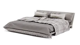 Detailed 3D model of a modern low platform bed with bedding, compatible with Blender for virtual staging.