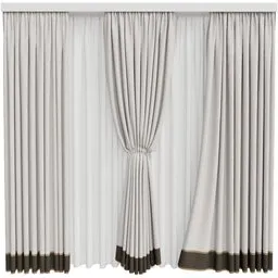 White silk and cotton curtains