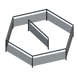 Detailed wireframe model of a modular fence created with Blender 3D's geometry nodes.