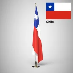 Chile Ceremonial flag on stand