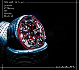 Highly detailed Blender 3D model of Lamborghini Sian tire with realistic textures and UV mapping, free for download.