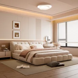 Modern Cream Style Bedroom Scene