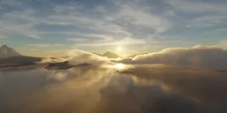 Aerial Lake and Mountains Sunset