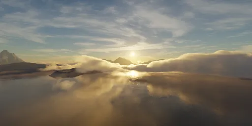 Aerial Lake and Mountains Sunset