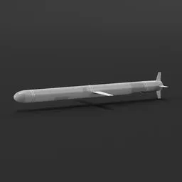 Detailed Blender 3D model rendering of a modern, precision-guided missile with a sleek design and intricate mesh.