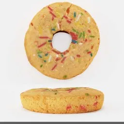 High-quality 3D model of frosted doughnut with colorful sprinkles, perfect for Blender rendering.