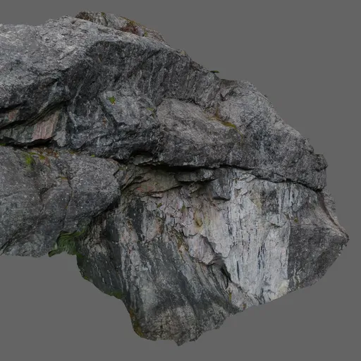 Highly detailed 3D model of a rugged, textured rocky cliff, compatible with Blender for photorealistic landscape rendering.
