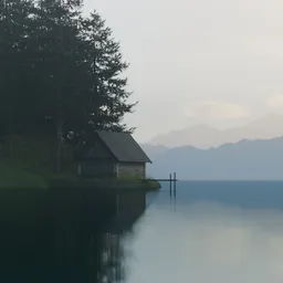Ranquil Lakeside Cabin with Pine Trees