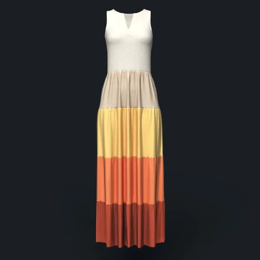 Multicolored Tiered Maxi Dress
