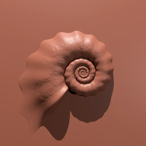 Detailed 3D sculpting brush stroke mimicking shell fossil design for character and architectural modeling in Blender.