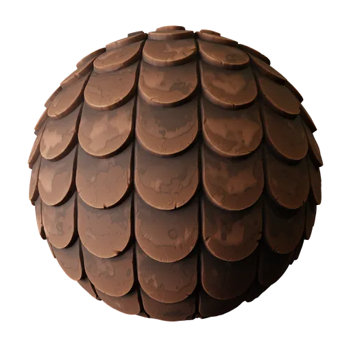 Stylized Scalloped Brown Regular Roof Tiles