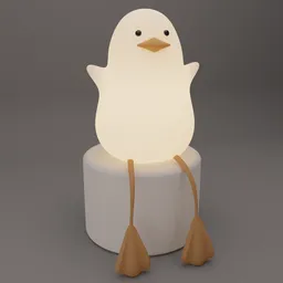 3D-rendered kids' duck-shaped silicone bedside LED lamp in Blender.