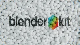 Colorful 3D logo animation model surrounded by white spheres on a Blender software interface.