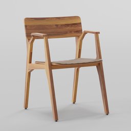 High-quality 3D rendered wooden chair with a modern design, compatible with Blender for 3D projects.