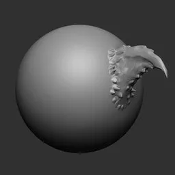 3D Blender sculpting brush imprint with dragon scale texture effect for model detailing.