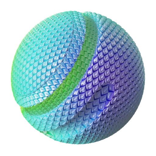 Highly detailed PBR Dragon Scales Skin texture for 3D models in Blender, featuring customizable fantasy color and surface adjustments.
