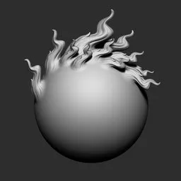 Blender 3D stylized flame sculpting brush for quick fire effects on 3D models.