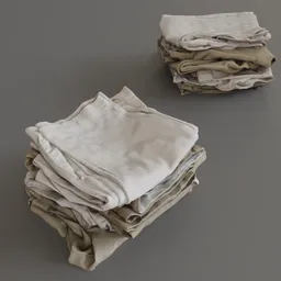 Realistic 3D model of folded fabric pants suitable for Blender renders, showcasing detailed textures and materials.