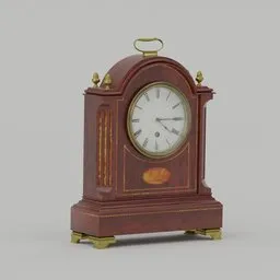"Antique Victorian Clock - 3D Model for Blender 3D | Mahogany Mantel Clock with Burled Ash Inlay"