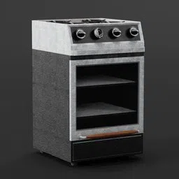 Realistic Blender 3D oven model with detailed textures and modern design, perfect for interior visualization.