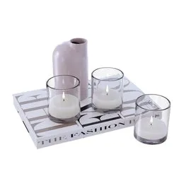 Realistic 3D model of candles and vase set, perfect for interior design renderings in Blender.