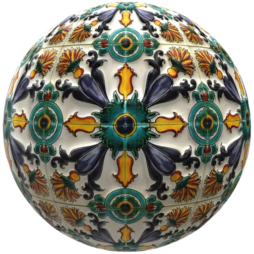 Highly detailed PBR seamless tile texture of rustic Mexican ceramic, perfect for Blender 3D material with adjustable nodes.