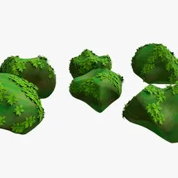 Stylized 3D rocks with ivy for Blender animation, optimized for environmental scenes in cartoons.