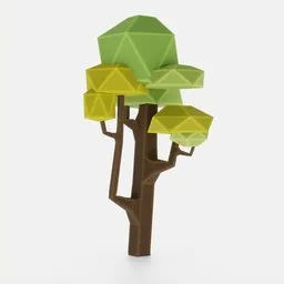 Stylized geometric 3D model of a tree, optimized for Blender, with a unique chili leaf design.