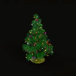 Detailed 3D model of a decorated Christmas tree with lights, suitable for Blender rendering.