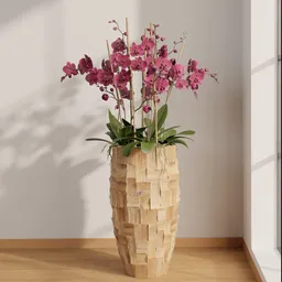 Purple Orchid Wooden Planter