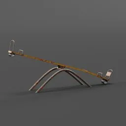 Detailed 3D model of an aged seesaw with rust and weathering effects, ideal for Blender rendering.