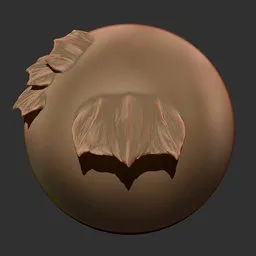 Detailed reptilian skin pattern applied by ER Dragon Brush 205 for 3D sculpting in Blender on a model's surface.