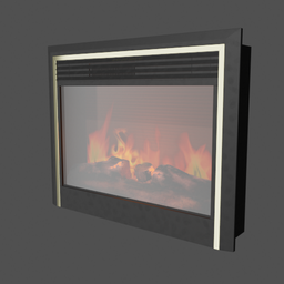 3D-rendered modern fireplace with realistic flames, optimized for Blender use.
