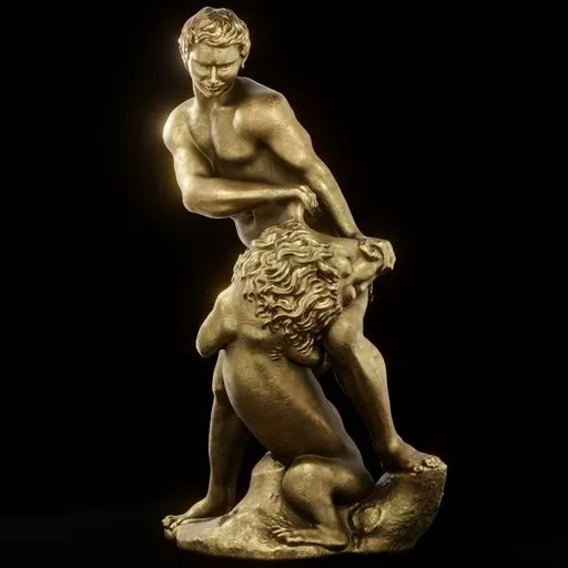 statue of Brass Aic samson and the lion