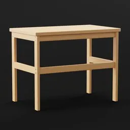 High-resolution 3D-rendered pine table model suitable for Blender, perfect for interior design visualization.