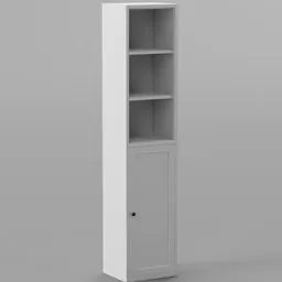 Detailed 3D render of a modern, six-shelf wardrobe usable in Blender for interior design models.