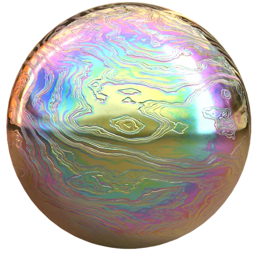 Iridescent Nacre material for Blender 3D with colorful, shiny surface, suited for creating glass textures in PBR workflows.